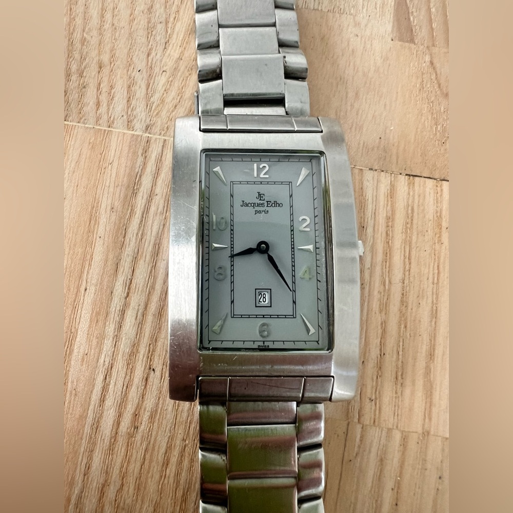 Jacques Edho Paris Silver Tone Rectangular Curvex… - image 2